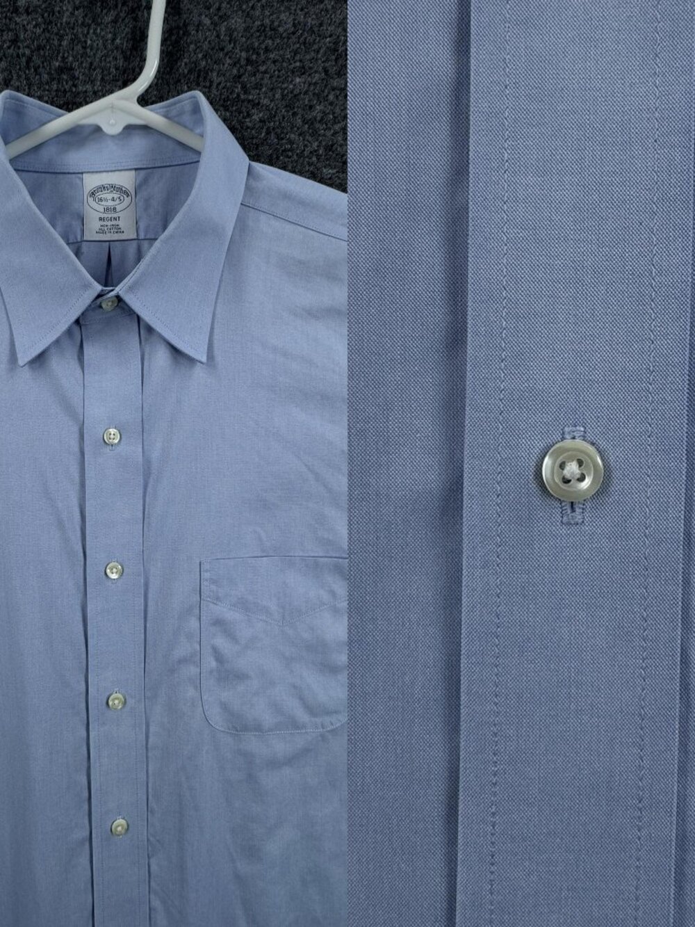 Brooks Brothers Blue Mens 16.5 4/5 Regent Non-Iron Point Shirt Cotton Pocket